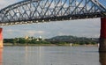 Old and new Ava bridge on Irrawaddy river. Sagaing. Myanmar Royalty Free Stock Photo