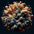 Irregular amoeba like droplets Merging and separating creating d