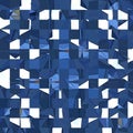 Abstract irregular blue and white squares mosaic