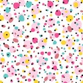 Irregular colorful polka dot. Seamless pattern with colored rounded spots. Vector illustration.