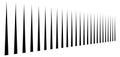 Irregular dashed, segmented vertical lines in a row. 3d stripes in perspective. vertical straight and parallel lines, strips,