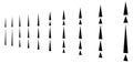 Irregular dashed, segmented vertical lines in a row. 3d stripes in perspective. vertical straight and parallel lines, strips,