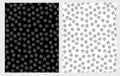 Hand Drawn Abstract Circles Vector Patterns Set. White and Black Infantile Graphic.