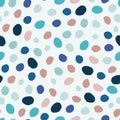 Irregular grunge dots vector seamless pattern. Girly seamless pattern. Pink, blue, teal circles on white background