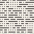 Irregular Maze Shapes Tiling Contemporary Graphic Design. Vector Seamless Black and White Pattern