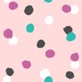 Irregular polka dot drawn by hand with rough brush. Simple seamless pattern. Grunge, sketch, watercolor.