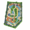 Irregular-shaped park design featuring paths and brightly colored sections in orange, Royalty Free Stock Photo