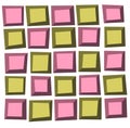 Irregular tile pattern frames in green pink over white