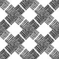 Irregular vector gauze weave effect cross seamless pattern background. Backdrop of black and white coarsely woven band