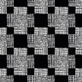 Irregular vector gauze weave effect cross seamless pattern background. Backdrop of monochrome coarsely woven crosses