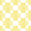 Irregular vector gauze weave effect cross seamless pattern background. Backdrop of yellow white coarsely woven crosses