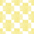 Irregular vector gauze weave effect cross seamless pattern background. Backdrop of yellow white coarsely woven crosses