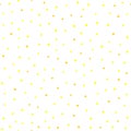 Irregular yellow polka dot scattered on white background. Spotted seamless pattern.