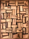 Irregularly shaped brown wooden blocks background Royalty Free Stock Photo