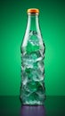 An irregularly shaped plastic soda or mineral bottle isolated on a vibrant studio backdrop