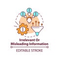 Irrelevant or misleading information concept icon
