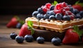 Irresistible berry topped waffles, a mouthwatering sweet treat to satisfy your cravings