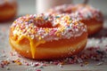 Irresistible confection Close up of a beautifully glazed and sweet donut