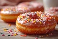 Irresistible confection Close up of a beautifully glazed and sweet donut