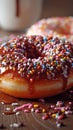 Irresistible confection Close up of a beautifully glazed and sweet donut