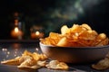 Irresistible crunch savoring the deliciousness of golden, crispy potato chips