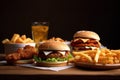 Irresistible Fast Food Combo: Savor the Goodness of French Fries, Chicken Wings, Chicken Popcorn, Chicken Nuggets, and a Royalty Free Stock Photo