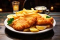 Irresistible pair Fish and chips accompanied by golden french fries