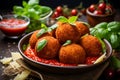 Irresistibly Appetizing and Delicious Italian Arancini Dishes with Generous Copy Space