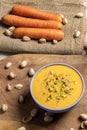Irresistibly Delicious Carrot-Pistachio Cream. Vegan and Healthy Food. Healthy and Active Lifestyle Concept