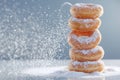Irresistibly fresh doughnuts generously coated with sweet icing sugar for a perfect indulgence Royalty Free Stock Photo