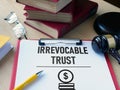 Irrevocable trust document is shown using the text