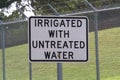 Irrigated with untreated water sign Royalty Free Stock Photo