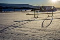 Irrigation Boom Snow Shadows Late Afternoon in February Royalty Free Stock Photo