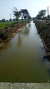 Irrigation Canal in Indian village near agriculture field