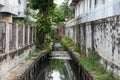 Irrigation canals in urban communities With sewage and garbage from houses