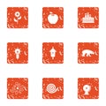 Irrigation icons set, grunge style Royalty Free Stock Photo