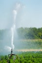 Irrigation spout in a field Royalty Free Stock Photo