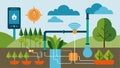 An irrigation system equipped with weatherintegrated soil sensors automatically adjusting water output based on realtime Royalty Free Stock Photo