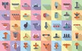 Irrigation system icons set flat vector. Agriculture farming Royalty Free Stock Photo