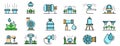 Irrigation system icons set line color vector