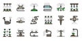 Irrigation system icons set, outline style