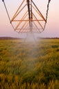 An irrigation system pumping water