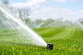 Irrigation system sprinkles water fountain for long distance