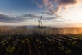 Irrigation system watering crops farmland Royalty Free Stock Photo