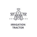 Irrigation tractor line icon, outline sign, linear symbol, vector, flat illustration