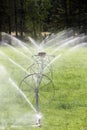 Irrigation Wheel Line Sprinkler Agricultural Equipment Royalty Free Stock Photo