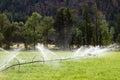 Irrigation Wheel Line Sprinkler Agricultural Equipment Royalty Free Stock Photo