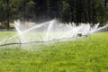 Irrigation Wheel Line Sprinkler Agricultural Equipment Royalty Free Stock Photo