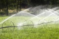 Irrigation Wheel Line Sprinkler Agricultural Equipment Royalty Free Stock Photo