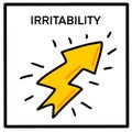 Irritability hand drawn vector illustration icon in cartoon comic style